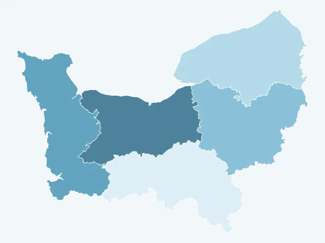 Carte du revenu moyen en Normandie