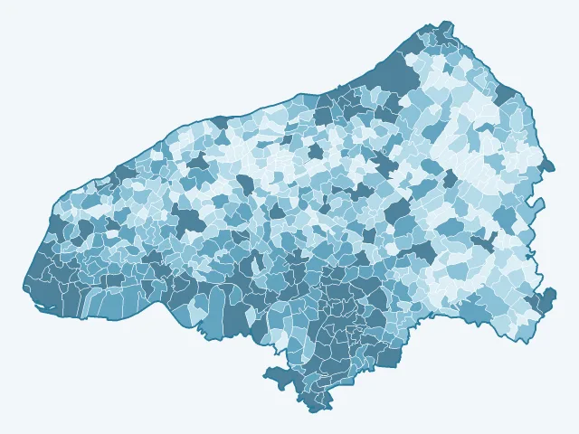 Carte du nombre d'habitants dans la Seine-Maritime (76)