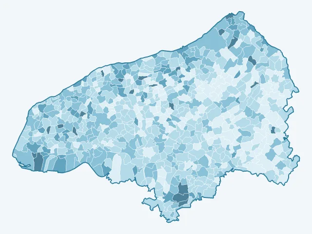 Carte du vote Fabien Roussel dans la Seine-Maritime (76)