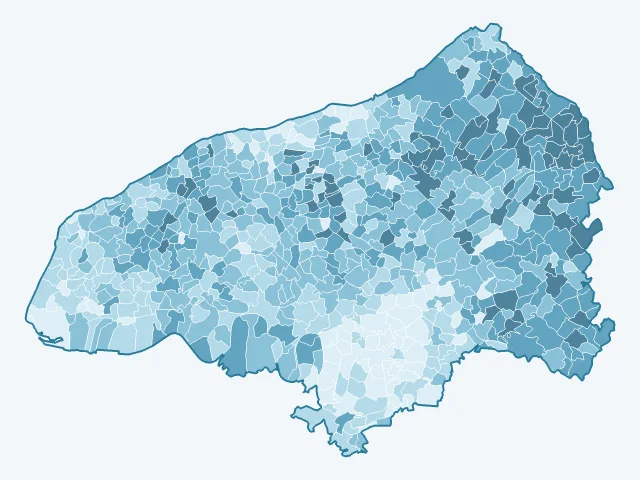 Carte du vote Marine Le Pen dans la Seine-Maritime (76)