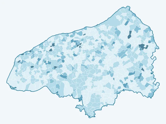 Carte du vote Nathalie Arthaud dans la Seine-Maritime (76)