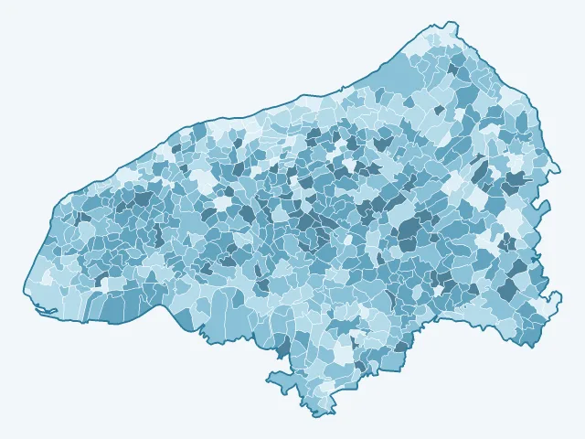 Carte de la population active dans la Seine-Maritime (76)