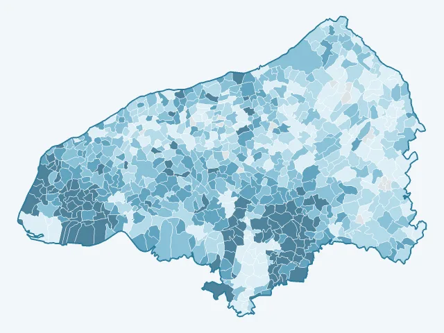 Carte du revenu moyen dans la Seine-Maritime (76)