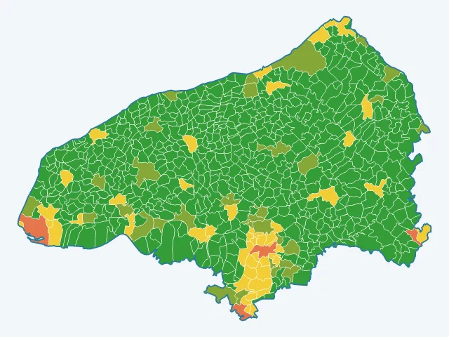 Carte de l'indice de tranquillité dans la Seine-Maritime (76)