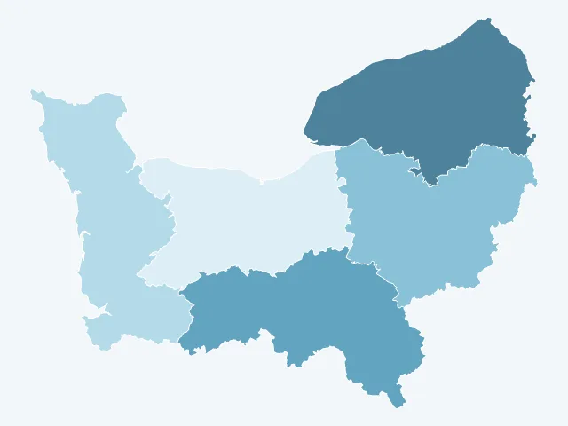 Carte de la superficie en Normandie