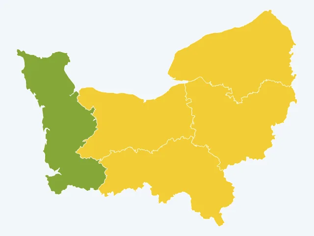 Carte de l'indice de tranquillité en Normandie