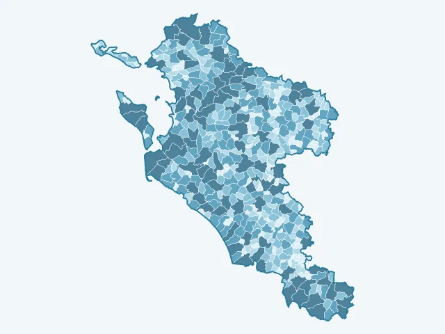 Carte de la superficie dans la Charente-Maritime (17)