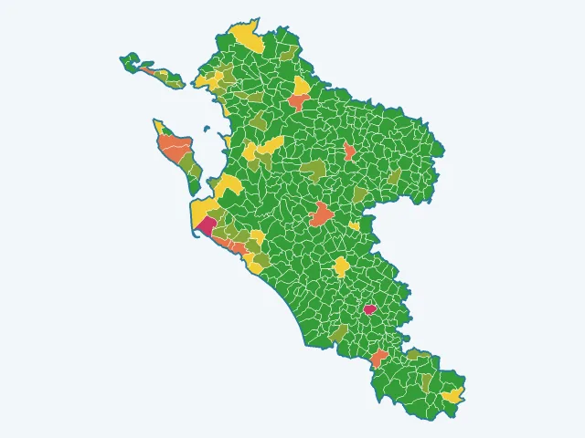 Carte de l'indice de tranquillité dans la Charente-Maritime (17)