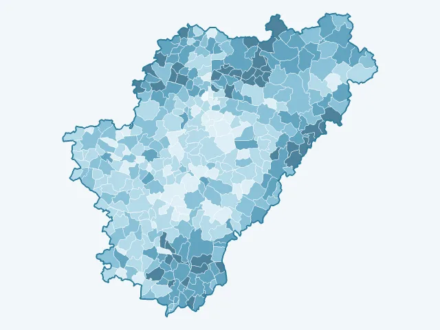 Carte de l'âge moyen dans la Charente (16)
