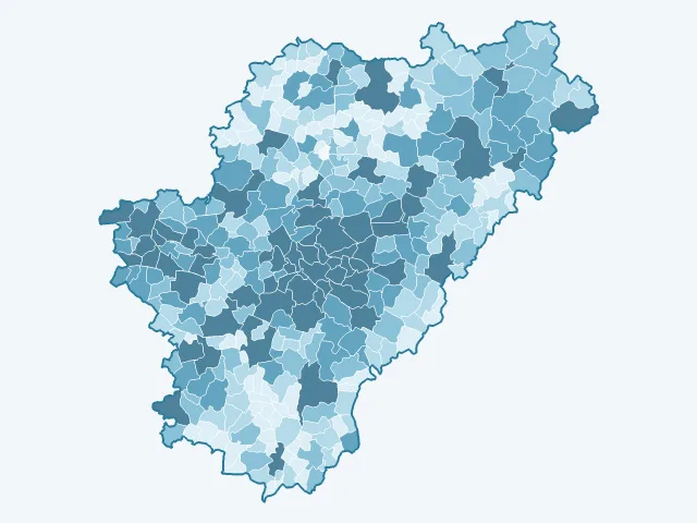 Carte du nombre d'habitants dans la Charente (16)