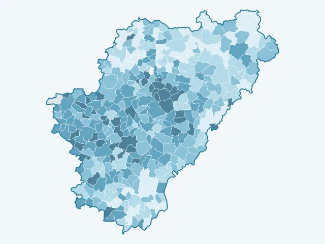 Carte de la population active dans la Charente (16)
