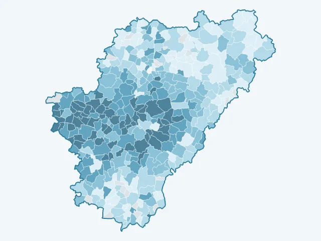 Carte du revenu moyen dans la Charente (16)