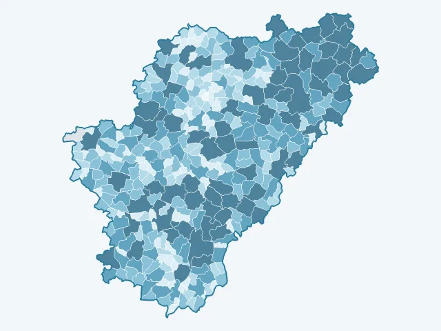 Carte de la superficie dans la Charente (16)