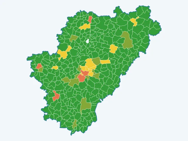 Carte de l'indice de tranquillité dans la Charente (16)