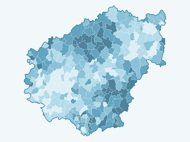 Carte de l'âge moyen dans la Corrèze (19)