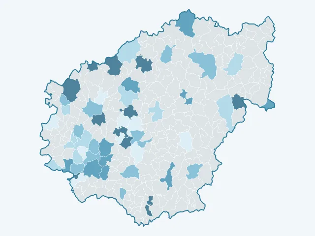 Carte de l'évolution des prix immobiliers dans la Corrèze (19)