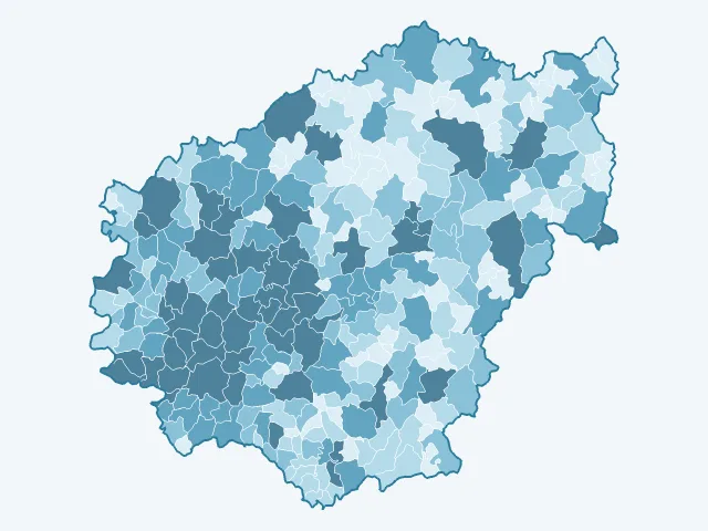 Carte du nombre d'habitants dans la Corrèze (19)