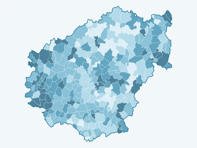 Carte du vote Marine Le Pen dans la Corrèze (19)