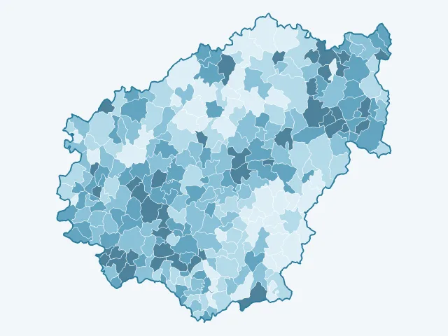 Carte de la population active dans la Corrèze (19)