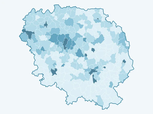 Carte de la densité de population dans la Creuse (23)