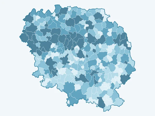 Carte du nombre d'habitants dans la Creuse (23)