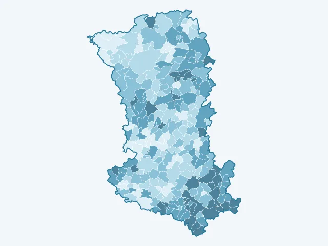 Carte de l'âge moyen dans les Deux-Sèvres (79)