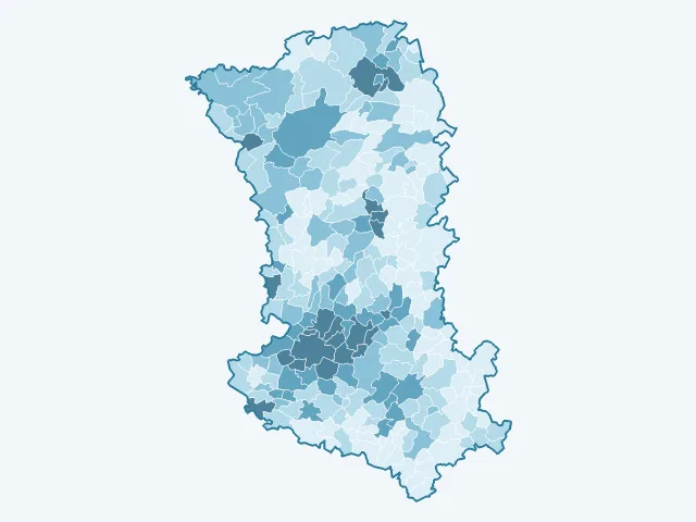 Carte de la densité de population dans les Deux-Sèvres (79)