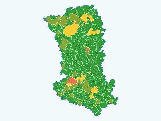 Carte de l'indice de tranquillité dans les Deux-Sèvres (79)