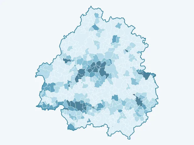 Carte de la densité de population dans la Dordogne (24)