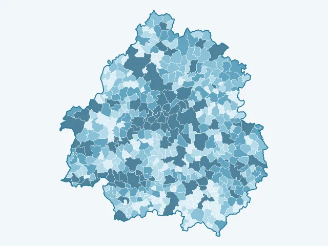 Carte du nombre d'habitants dans la Dordogne (24)