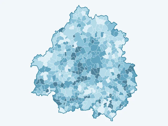 Carte de la population active dans la Dordogne (24)