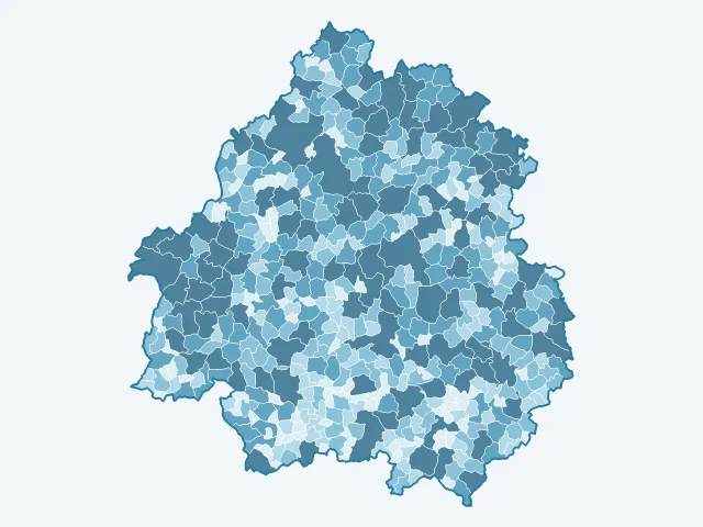 Carte de la superficie dans la Dordogne (24)