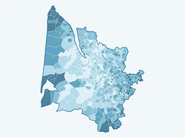 Carte de l'âge moyen dans la Gironde (33)
