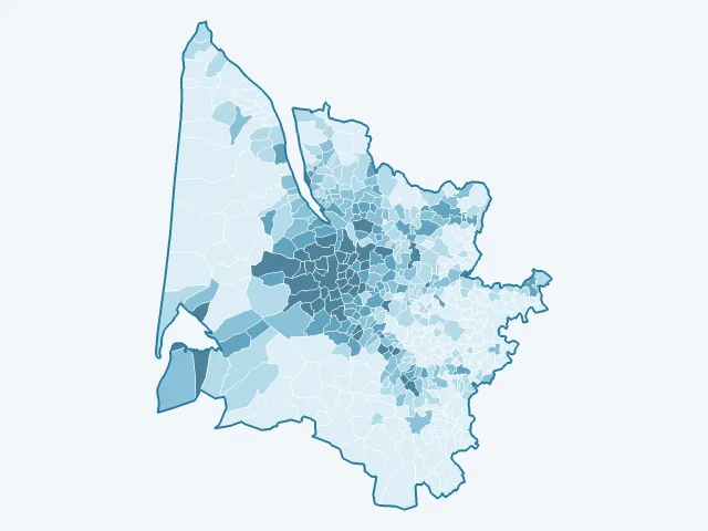 Carte de la densité de population dans la Gironde (33)
