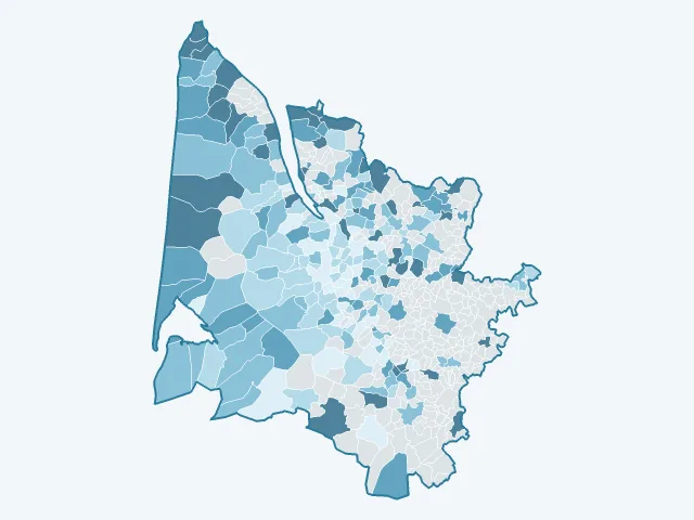 Carte de l'évolution des prix immobiliers dans la Gironde (33)