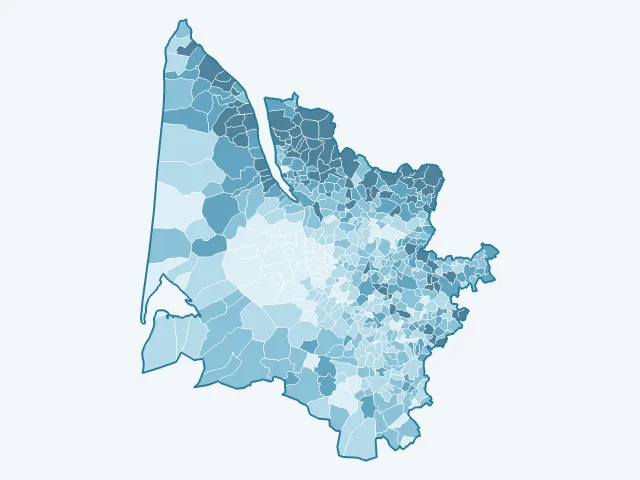 Carte du vote Marine Le Pen dans la Gironde (33)