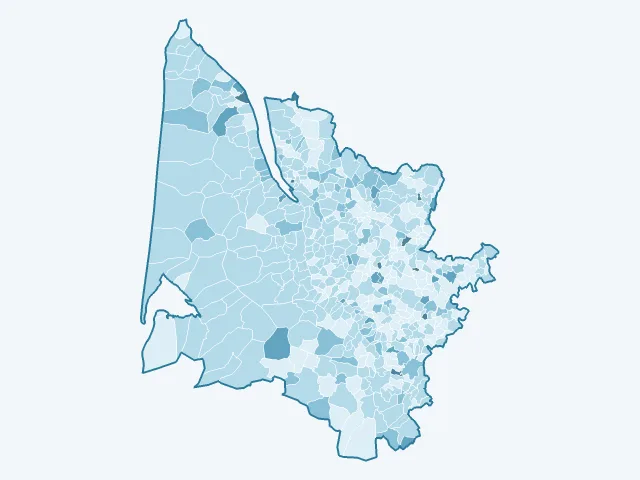 Carte du vote Philippe Poutou dans la Gironde (33)