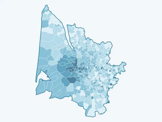 Carte du vote Yannick Jadot dans la Gironde (33)