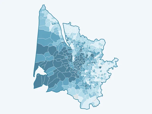 Carte du revenu moyen dans la Gironde (33)