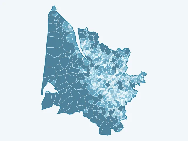 Carte de la superficie dans la Gironde (33)