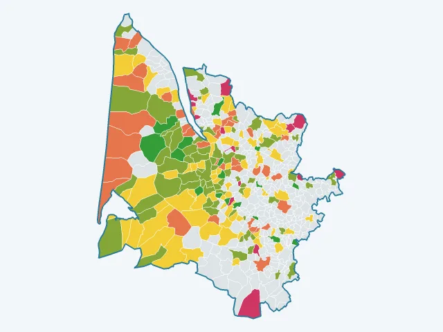Carte de la vie pratique dans la Gironde (33)