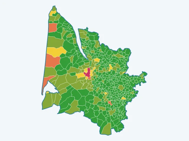 Carte des vols et dégradations dans la Gironde (33)