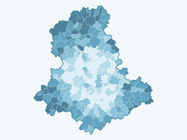 Carte de l'âge moyen dans la Haute-Vienne (87)
