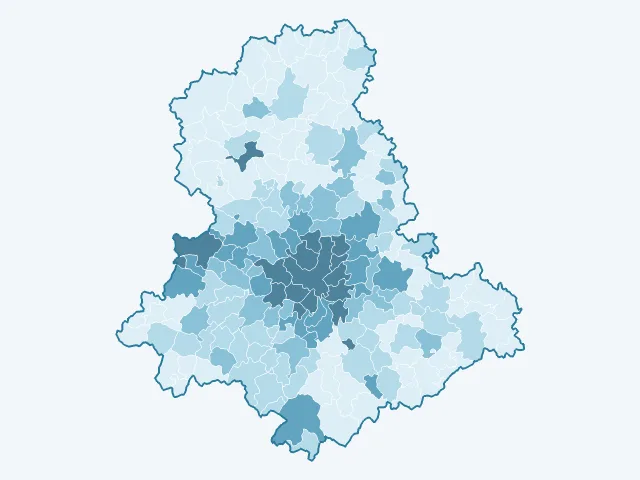Carte de la densité de population dans la Haute-Vienne (87)