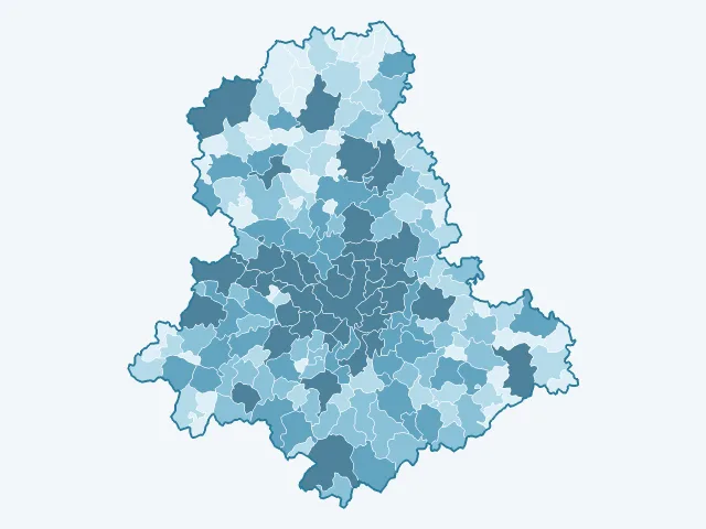 Carte du nombre d'habitants dans la Haute-Vienne (87)