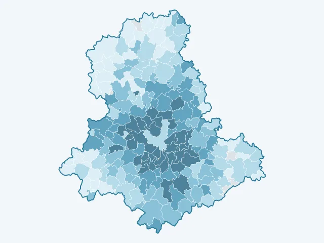 Carte du revenu moyen dans la Haute-Vienne (87)