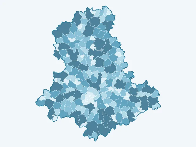 Carte de la superficie dans la Haute-Vienne (87)