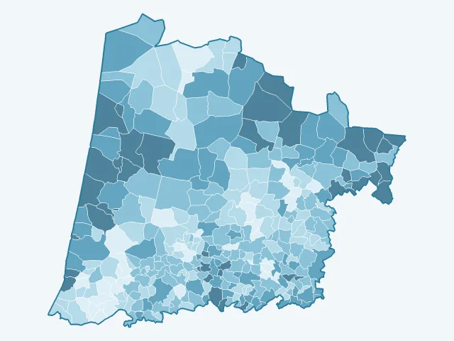 Carte de l'âge moyen dans les Landes (40)