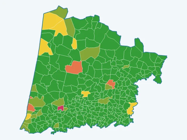 Carte des agressions physiques et sexuelles dans les Landes (40)