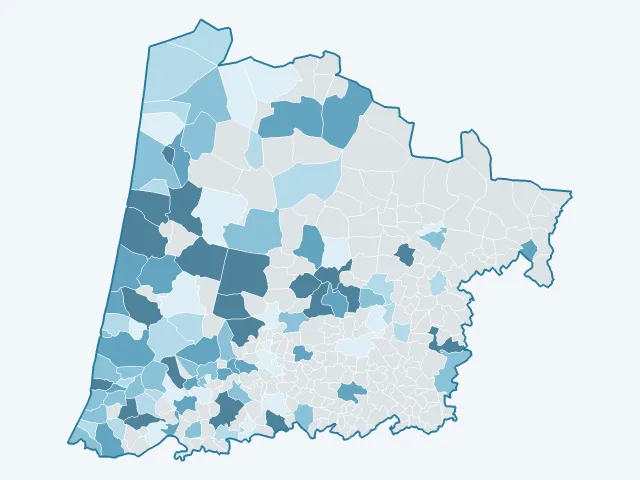Carte de l'évolution des prix immobiliers dans les Landes (40)